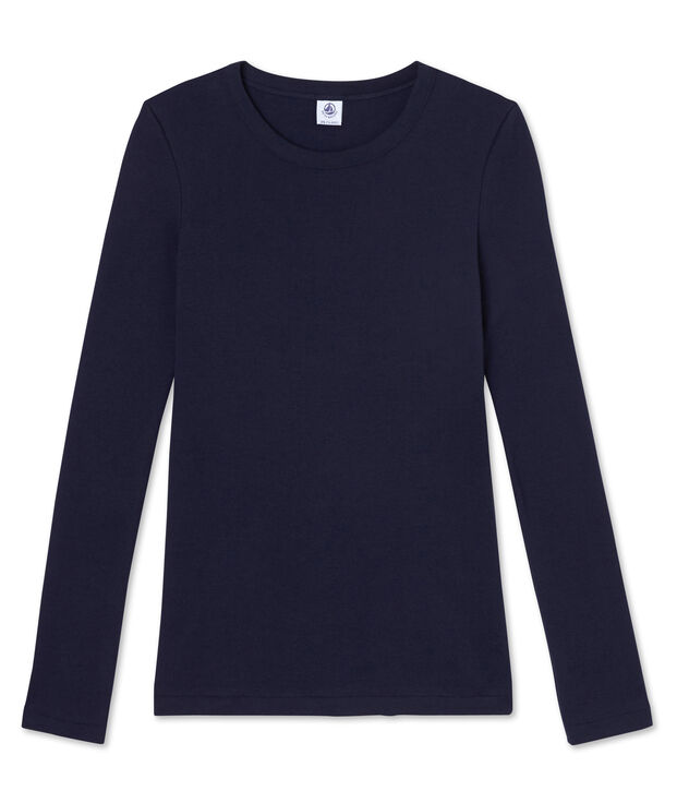 Tee shirt femme manches longues bleu marine