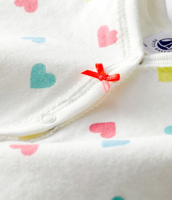 Dors bien sans pieds bébé fille en tubique blanc MARSHMALLOW/blanc MULTICO