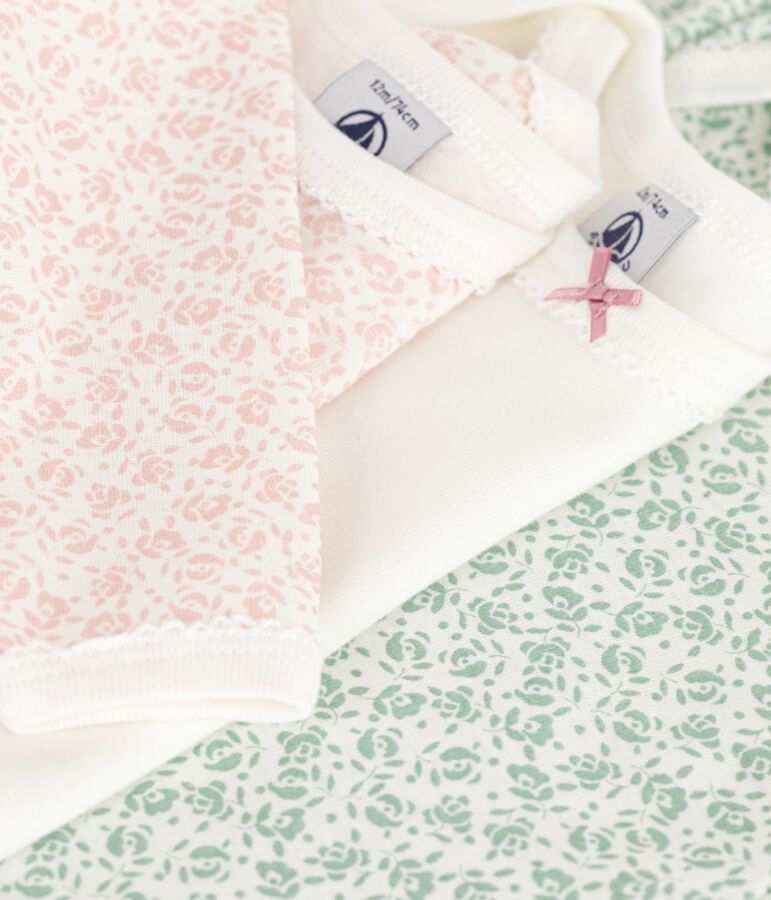 Lot de 3 bodies manches longues en coton fleuri b&eacute;b&eacute; variante 1