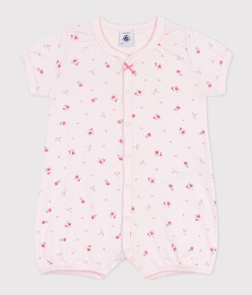 Combinaison courte bébé en coton fleuri