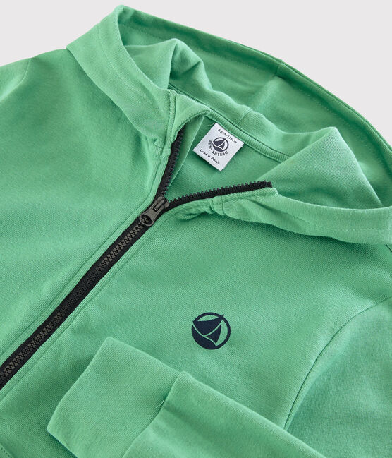 Sweatshirt zippé à capuche en coton enfant garçon vert ALOEVERA