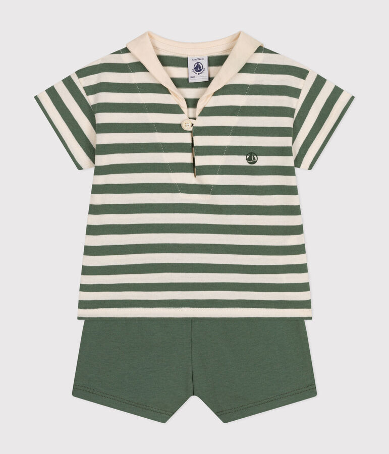 Ensemble tee-shirt et short en jersey b&eacute;b&eacute; vert CROCO/ AVALANCHE