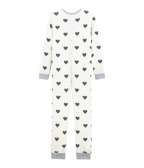 Combinaison petite fille en bouclette éponge grattée extra chaude blanc MARSHMALLOW/bleu ASTRO