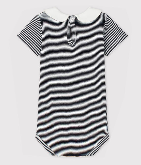 Body col claudine en coton bébé fille bleu SMOKING/blanc MARSHMALLOW