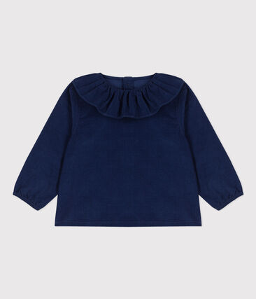 PETIT BATEAU - Blouse manches longues bébé en velours extra fin