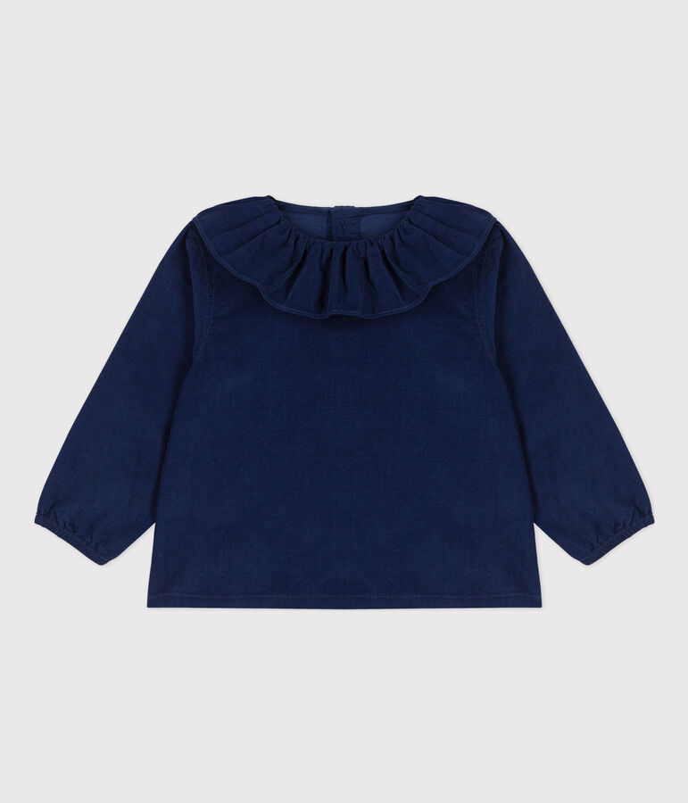 Blouse manches longues b&eacute;b&eacute; en velours extra fin BLEU FONCE