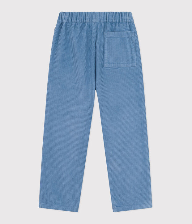 Pantalon enfant en velours uni bleu