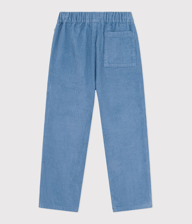 Pantalon enfant en velours uni bleu ADRIATIC
