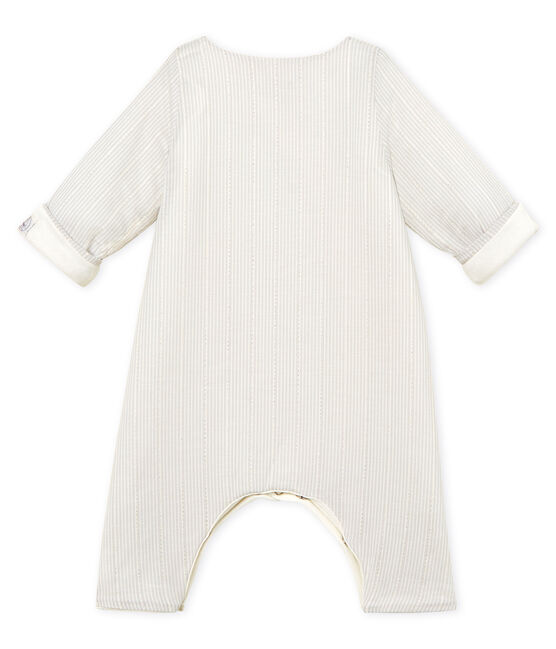 Combinaison longue bébé garçon rayée blanc MARSHMALLOW/beige PERLIN