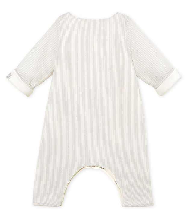 Combinaison longue b&eacute;b&eacute; gar&ccedil;on ray&eacute;e blanc/gris