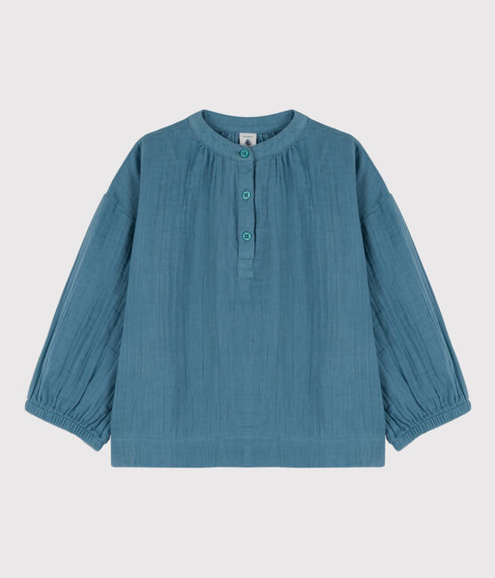 Blouse en gaze de coton enfant fille bleu ROVER