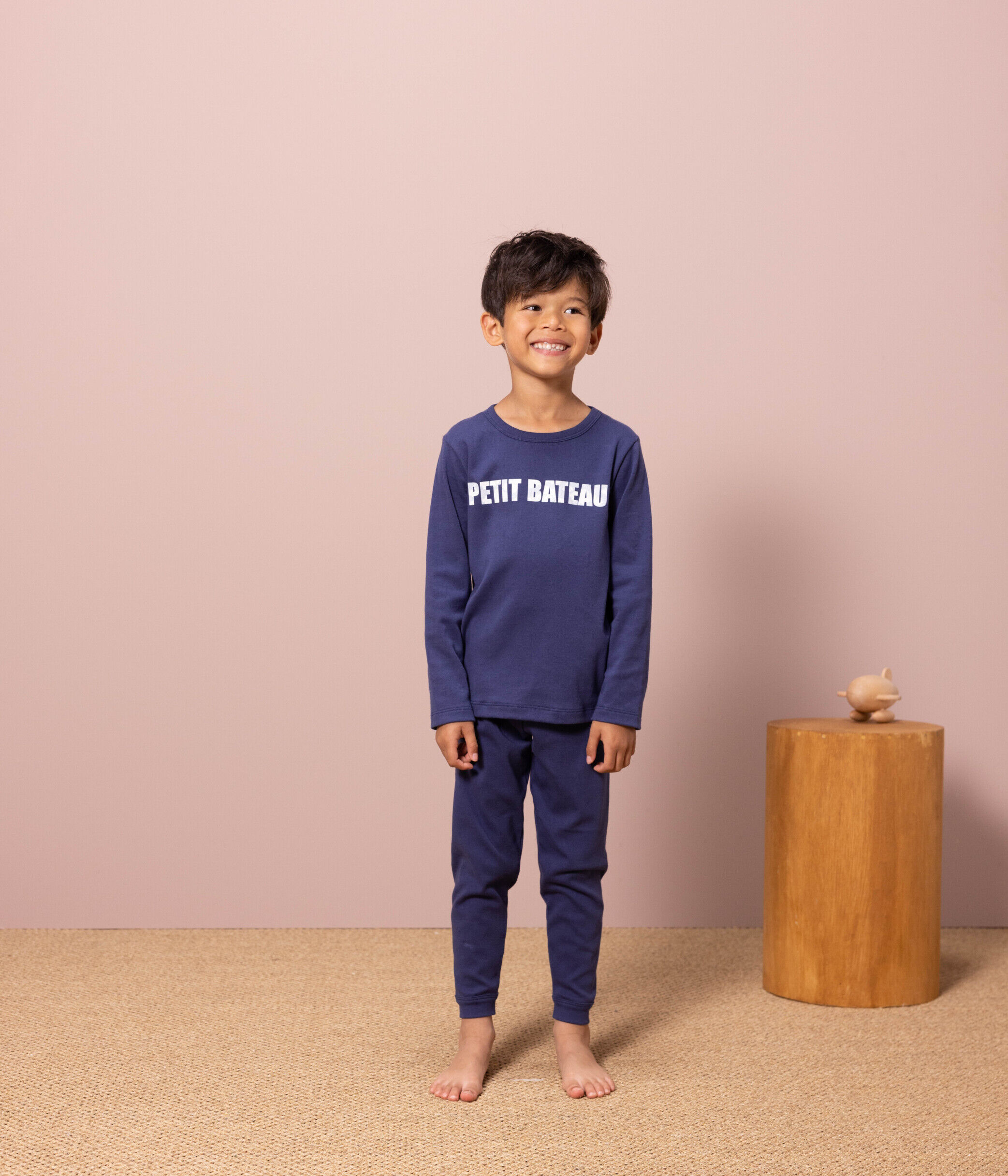 Pyjama Bébé Petit Bateau Sans Pieds - Coton Rayé, Col Bateau, Imprimé 'Je T'aime' - Confortable, Boutons Pression