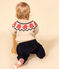 Pull jacquart en tricot laine et coton bébé beige MONTELIMAR/blanc MULTICO