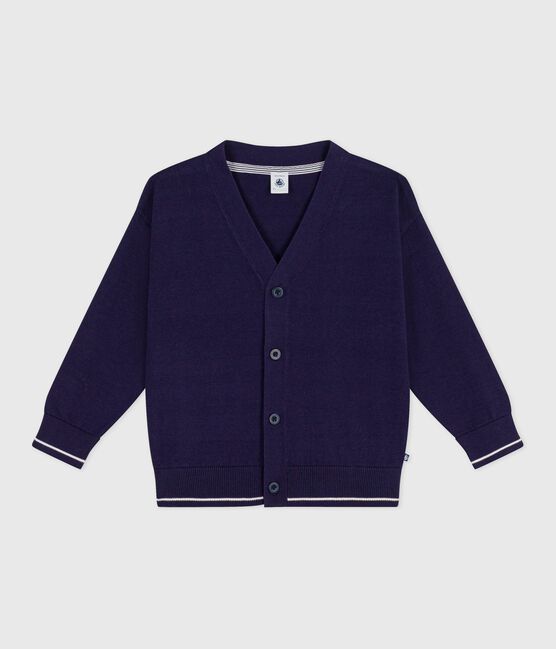 Cardigan enfant en coton uni bleu SOIR