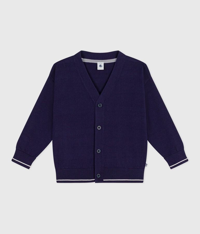 Cardigan enfant en coton uni bleu SOIR