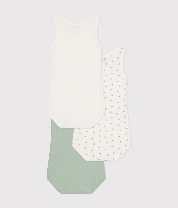 Lot de 3 bodies sans manches en coton b&eacute;b&eacute; multicouleur
