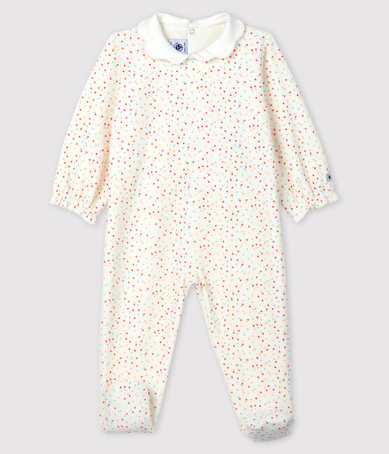 Dors-bien petits pois colorés bébé fille en velours blanc MARSHMALLOW/blanc MULTICO
