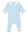 Dors-bien bébé garçon en velours de coton uni bleu FRAICHEUR