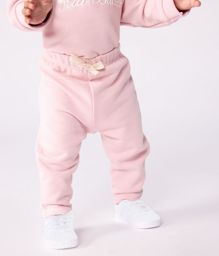 Pantalon b&eacute;b&eacute; en coton uni rose JOLI