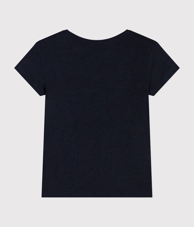 Tee-shirt Le Droit col rond en lin femme bleu marine