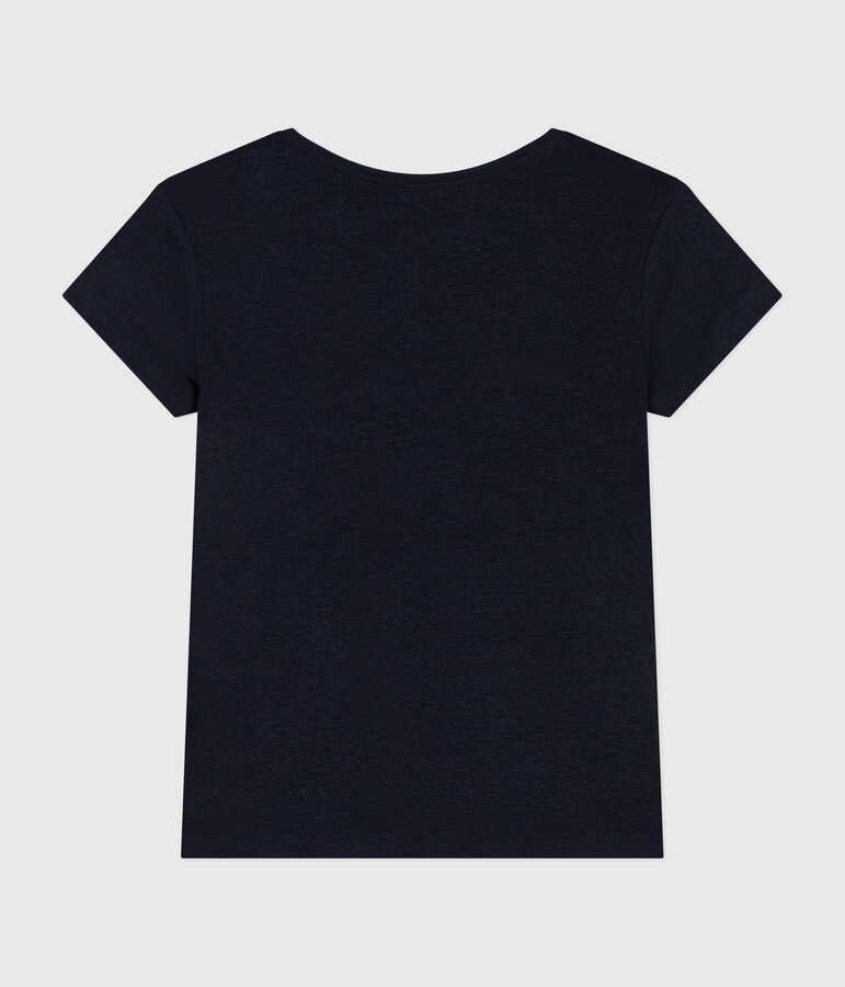 Tee-shirt Le Droit col rond en lin femme bleu