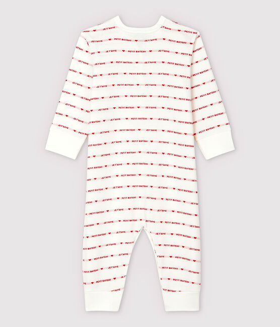 Dors-bien sans pieds Petit Bateau Je T'aime bébé en jacquard blanc MARSHMALLOW/rouge TERKUIT