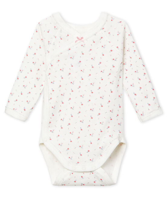 Body naissance manches longues bébé fille blanc MARSHMALLOW/blanc MULTICO