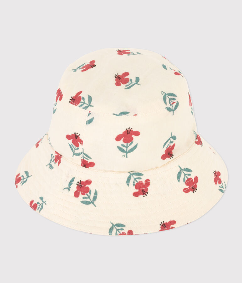 Capeline fleurs enfant fille en gaze de coton blanc AVALANCHE/ MULTICO