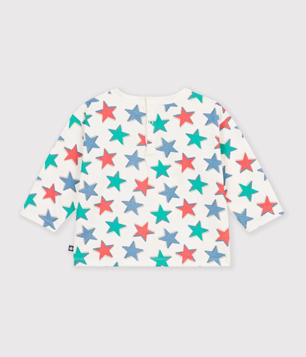 Tee-shirt b&eacute;b&eacute; en coton manches longues imprim&eacute; &eacute;toiles &eacute;cru/multicouleur