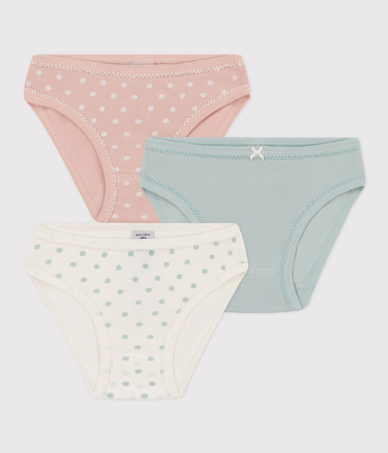 Lot de 3 culottes &agrave; pois en coton petite fille multicouleur