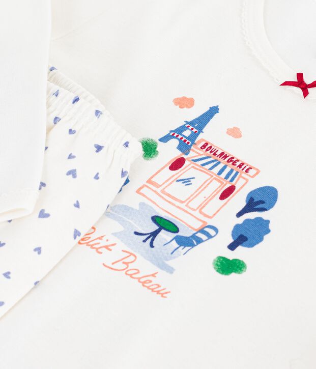Pyjama enfant en coton &agrave; motif Paris bleu/bleu