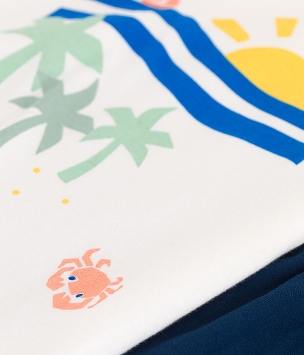 Pyjama short enfant en coton blanc/multicouleur