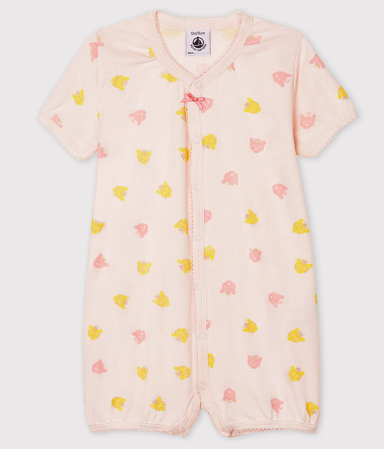 Combicourt b&eacute;b&eacute; fille en c&ocirc;te rose FLEUR/blanc MULTICO