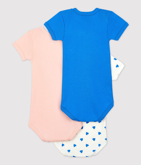 Lot de 3 bodies cœurs bleus manches courtes variante 1