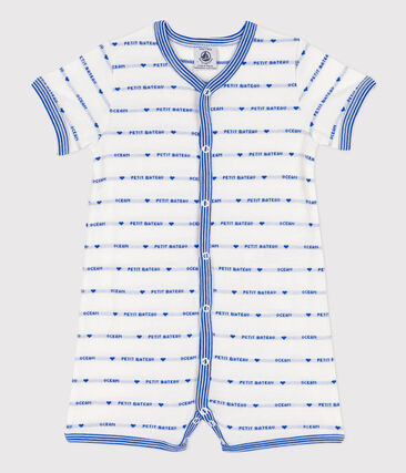 PETIT BATEAU - Combinaison courte jacquard en coton bébé