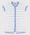 Combinaison courte jacquard en coton bébé blanc MARSHMALLOW/bleu PERSE