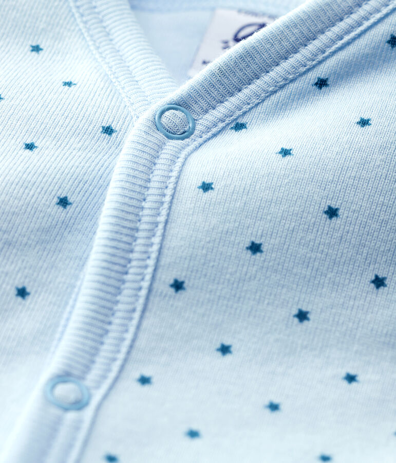 Dors-bien sans pieds b&eacute;b&eacute; gar&ccedil;on en c&ocirc;te ouatin&eacute;e bleu/vert