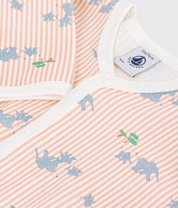 Pyjama b&eacute;b&eacute; en coton sans pieds imprim&eacute; &eacute;l&eacute;phants blanc/multicouleur