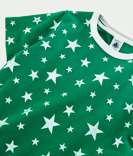 Pyjacourt vert à étoiles petit garçon en coton vert GAZON/blanc ECUME