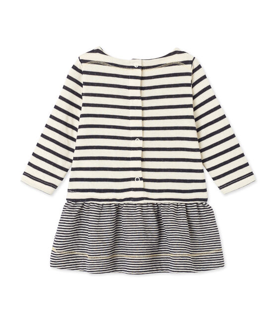 Robe bébé fille à rayures beige COQUILLE/bleu SMOKING