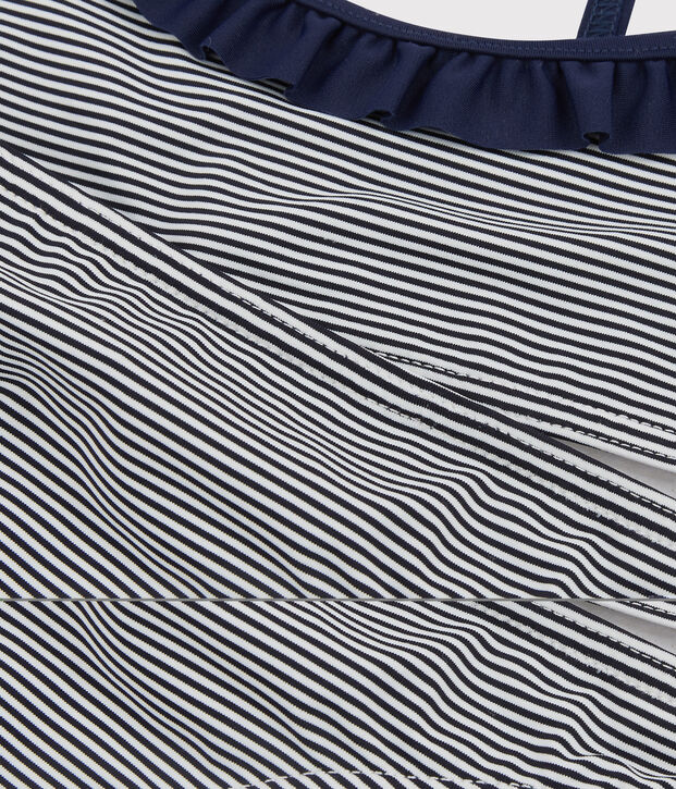 Maillot de bain  enfant fille bleu/blanc