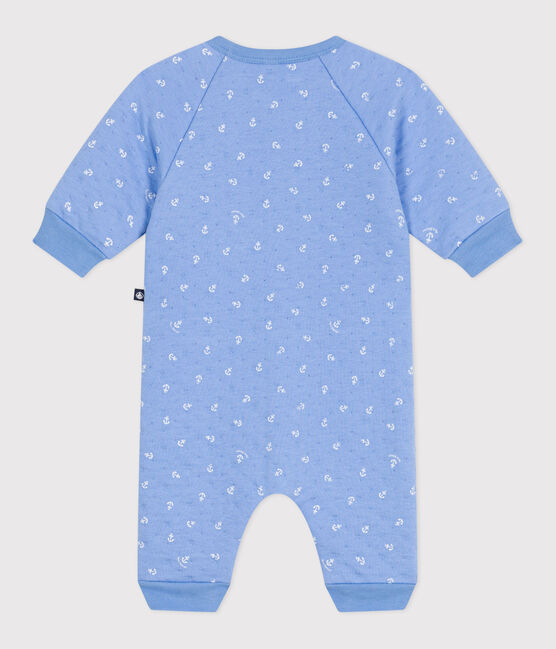 Combinaison bébé en coton, imprimé petites ancres bleu EDNA/blanc MARSHMALLOW
