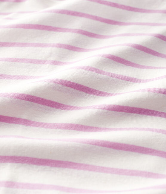 T-shirt en coton/lin rayé Femme blanc MARSHMALLOW/rose BOHEME