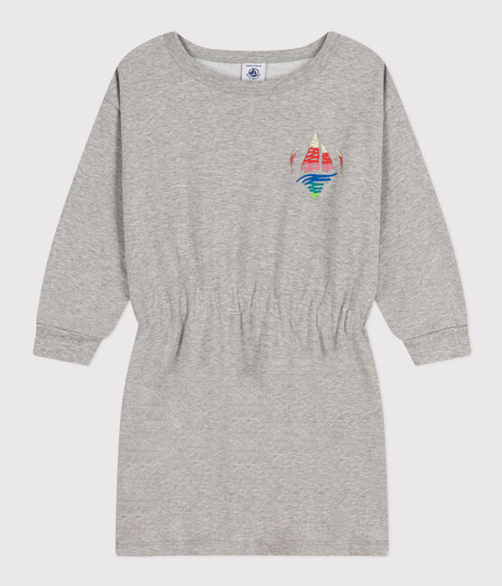 Robe manches longues en molleton brossé enfant fille gris CHATON CHINE
