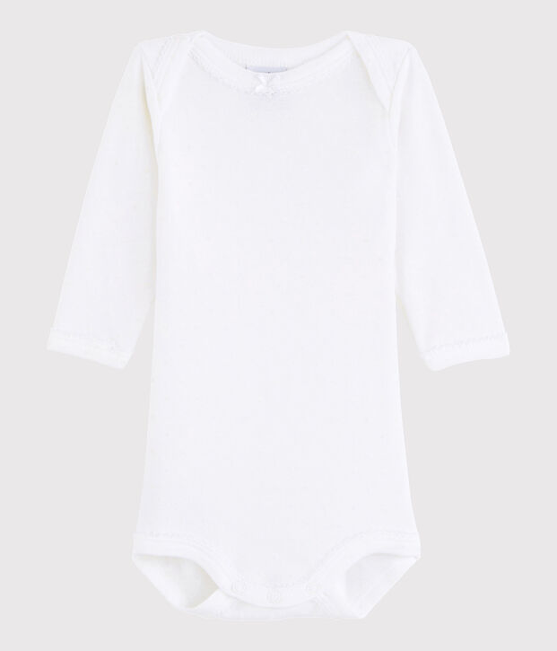 Body manches longues b&eacute;b&eacute; fille blanc Ecume