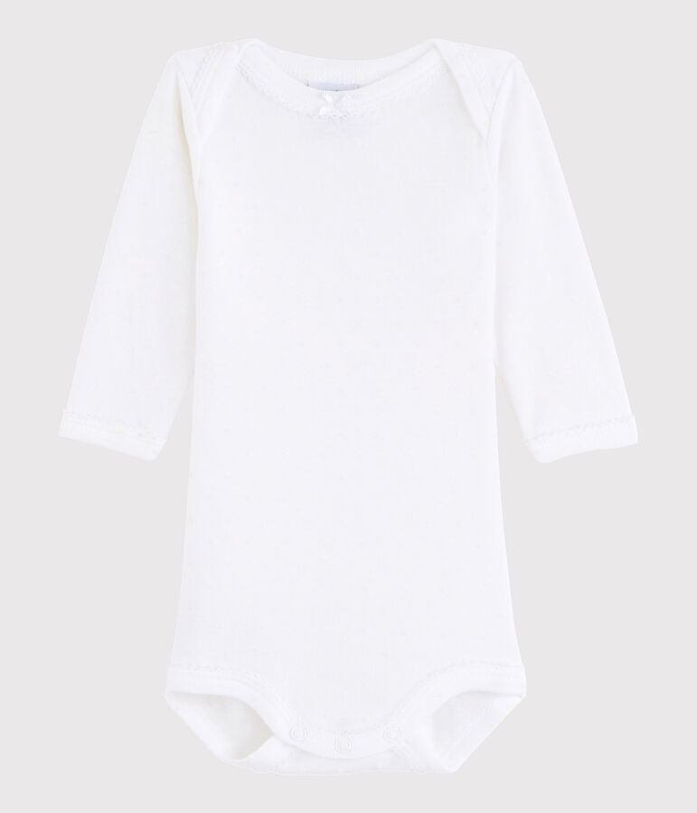 Body manches longues b&eacute;b&eacute; fille blanc Ecume