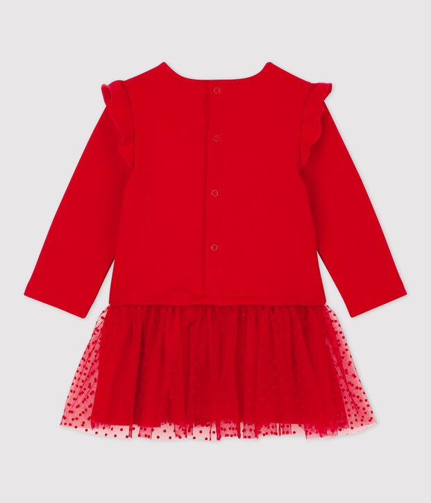 Robe en molleton et tulle b&eacute;b&eacute;. rouge