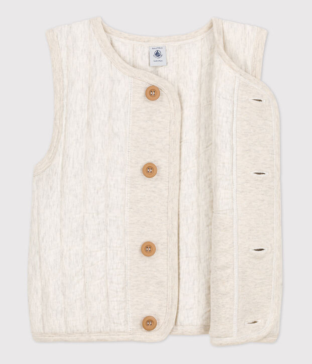 Veste sans manche en tubique enfant fille / gar&ccedil;on beige chin&eacute;