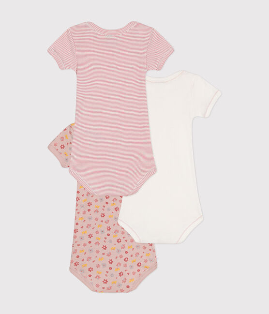 Lot de 3 bodies manches courtes fleurs en coton bébé variante 1