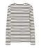 T-shirt femme manches longues col V rayé beige COQUILLE/bleu SMOKING